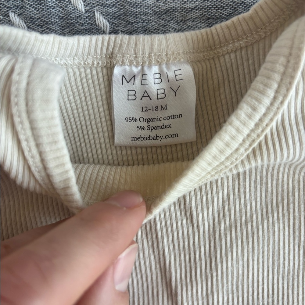 Mebie Baby Cream Ribbed One Piece